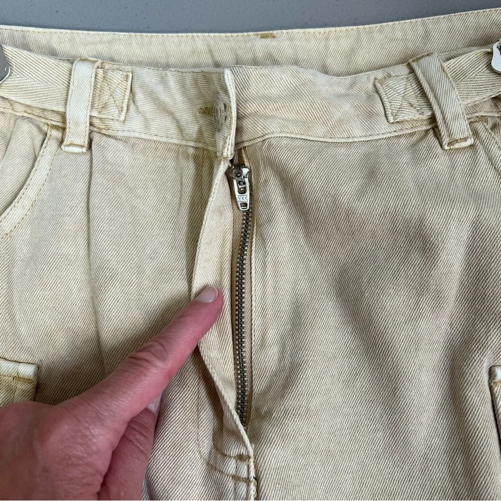 Steve Madden Cargo Mini Skirt Large Tan Utility Gorpcore Streetwear Denim